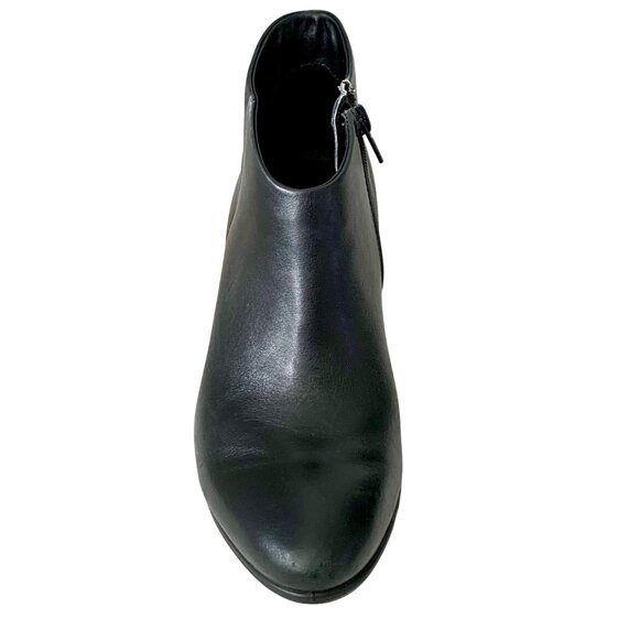 Ecco Sculptured 75 Low Cut Black Leather Ankle Booties 38 Side Zip Block Heel - Picture 3 of 10